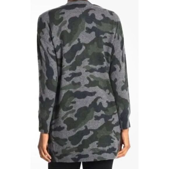 Magaschoni Cashmere Camouflage Print Long Cardigan NWT Size Medium - Picture 2 of 6